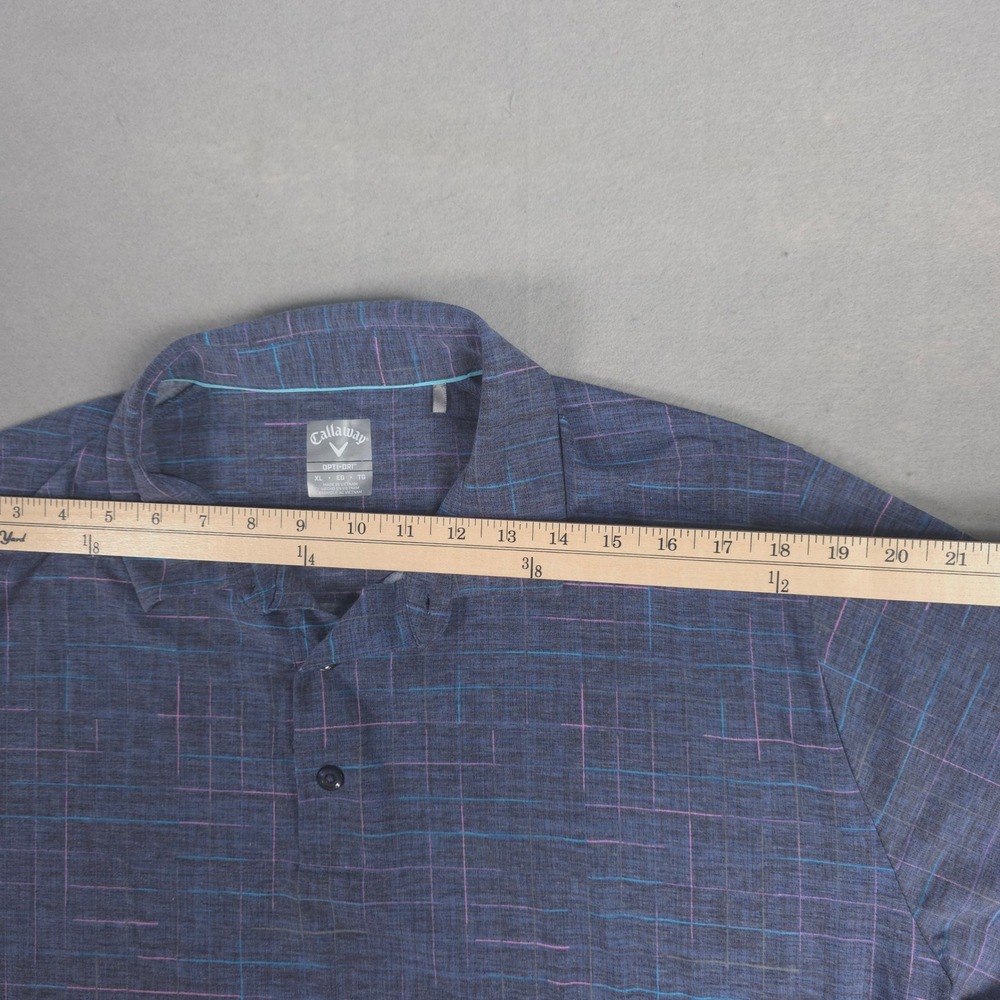 Callaway Mens XL OptiDri Golf Polo Shirt Blue Pink Plaid Short Sleeve - Picture 6 of 12